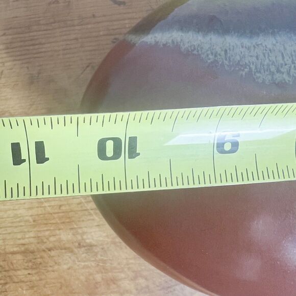 MCM Style Oval Ceramic Vase Red Green Tan Glaze. - Picture 6 of 8